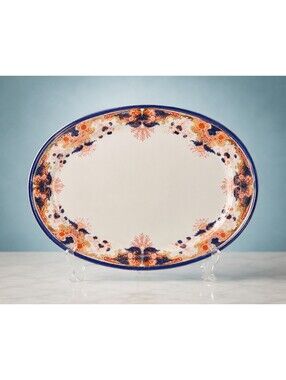 Booths Antique 1890s Serving Platter Lucania Imari Style Semi-Porcelain 15x11.5”